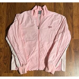 Nike Vintage Track Jacket Pink Full Zip  Mesh Panels Womens Large